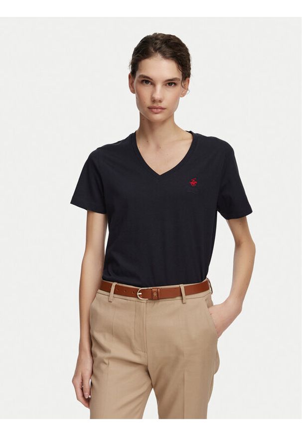 Beverly Hills Polo Club T-Shirt P-SS26W-TS516518 Granatowy Regular Fit. Typ kołnierza: polo. Kolor: niebieski. Materiał: bawełna
