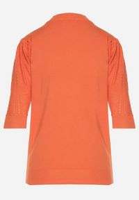 Born2be - Pomarańczowy T-shirt z Ażurowymi Rękawami Unessea. Okazja: do pracy, na co dzień. Kolor: pomarańczowy. Materiał: skóra, jeans. Wzór: ażurowy. Styl: casual, klasyczny #6
