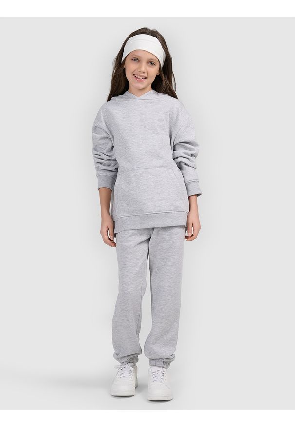 4f - 4F Spodnie dresowe joggery dziewczęce - szare 158 (12-13 lat). Okazja: na co dzień. Kolor: szary. Materiał: dresówka. Sezon: lato. Styl: casual