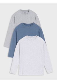 Sinsay - Koszulki oversize z długimi rękawami 3 pack - granatowy. Kolor: niebieski. Długość rękawa: długi rękaw. Długość: długie