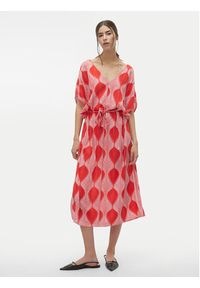 Vero Moda Sukienka letnia Tula 10308986 Czerwony Regular Fit. Kolor: czerwony. Materiał: wiskoza. Sezon: lato