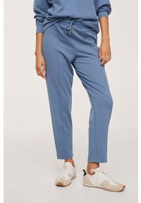 mango - Mango Spodnie Amelie damskie joggery medium waist. Kolor: niebieski. Materiał: tkanina, włókno #1