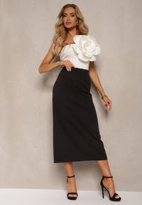 Renee - Czarna Trapezowa Spódnica z Rozcięciem Zapinana na Suwak Tiamahla. Okazja: na spotkanie biznesowe, na co dzień. Kolor: czarny. Styl: klasyczny, casual, elegancki, biznesowy