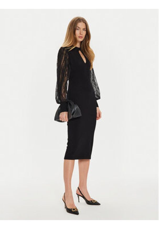 TwinSet - TWINSET Sukienka dzianinowa 242TT3160 Czarny Slim Fit. Kolor: czarny. Materiał: syntetyk, wiskoza