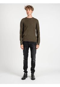 Les Hommes Sweter | LKK112-603A | Jumper With Nylon | Mężczyzna | Khaki, Wojskowa Zieleń. Okazja: na co dzień. Kolor: brązowy. Materiał: bawełna. Styl: militarny #1