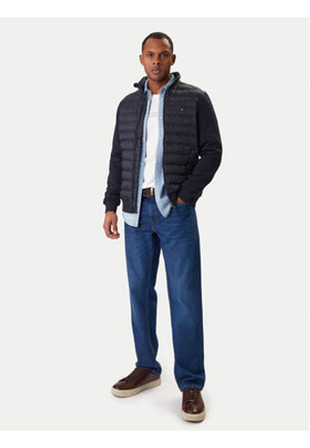 TOMMY HILFIGER - Tommy Hilfiger Kurtka przejściowa Mix Media Ess MW0MW41329 Granatowy Regular Fit. Kolor: niebieski. Materiał: bawełna