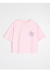 Sinsay - Koszulka z nadrukiem wakacyjnym "Hotel Malibu" - różowy. Kolor: różowy. Wzór: nadruk. Styl: wakacyjny #1