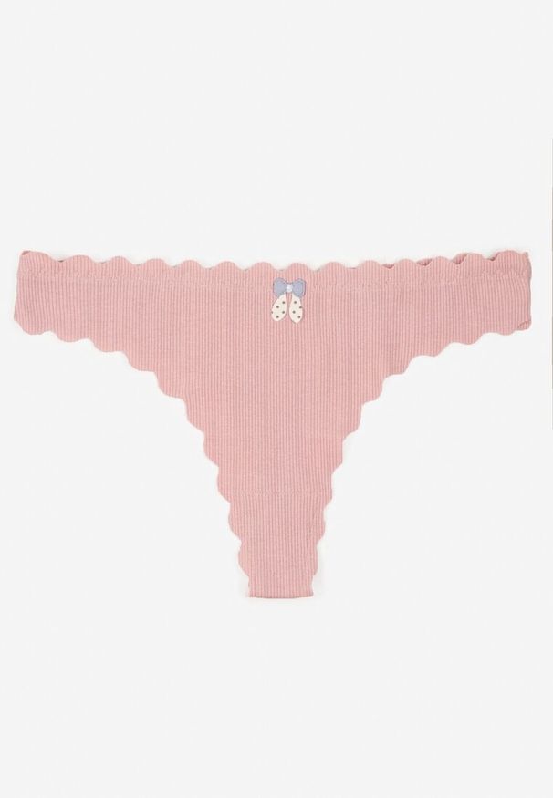 Born2be - Ciemnoróżowe Bawełniane Majtki Stringi z Prążkowanej Tkaniny Eziane. Kolor: różowy. Materiał: tkanina, bawełna, prążkowany
