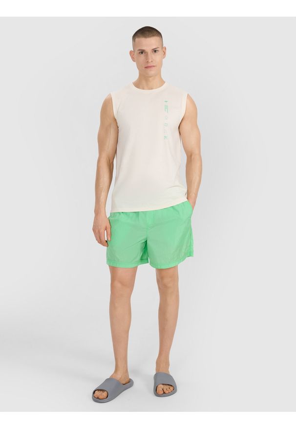 4f - 4F Spodenki casual męskie - zielone 3XL. Okazja: na co dzień. Kolor: zielony. Materiał: syntetyk, materiał. Długość: krótkie. Styl: casual