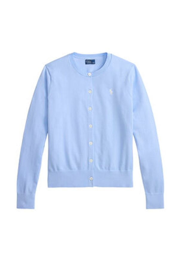 Polo Ralph Lauren Kardigan 211971871504 Niebieski jasny Slim Fit. Typ kołnierza: polo. Kolor: niebieski. Materiał: bawełna