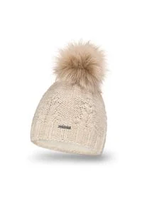 Zimowa czapka damska PaMaMi - Beżowy. Kolor: beżowy. Materiał: poliamid, akryl. Sezon: zima #1