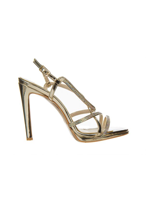 Sandały Bayla-187 589-9083 Gold 187132, Złoty, Skóra ekologiczna - 40. Zapięcie: pasek. Kolor: złoty. Materiał: skóra ekologiczna. Wzór: ze splotem, motyw z bajki. Obcas: na obcasie. Wysokość obcasa: średni