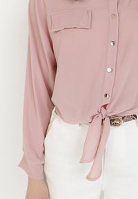 Born2be - Różowa Koszula Viviciane. Kolor: różowy. Materiał: jeans. Długość rękawa: długi rękaw. Długość: długie #4