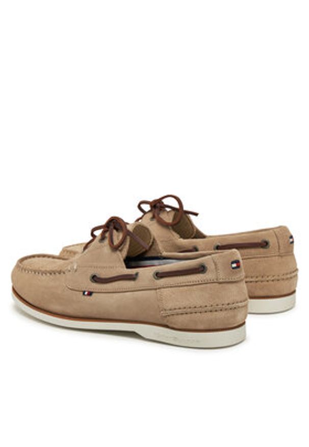 TOMMY HILFIGER - Tommy Hilfiger Półbuty Th Boat Shoe Core Suede FM0FM05387 Beżowy. Kolor: beżowy. Materiał: zamsz, skóra