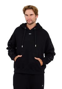 OFF-WHITE Czarna męska bluza haftowana Stitch Arr Skate Hoodie, Rozmiar L. Kolor: czarny. Wzór: haft #3