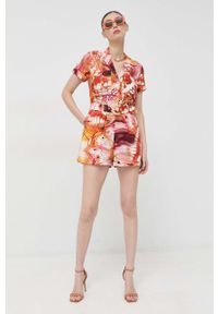 Guess kombinezon lniany kolor pomarańczowy. Okazja: na co dzień. Kolor: pomarańczowy. Materiał: len. Długość: krótkie. Styl: casual #4