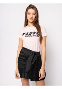 Love Moschino - LOVE MOSCHINO T-Shirt W4F7358E 1698 Różowy Regular Fit. Kolor: różowy. Materiał: bawełna
