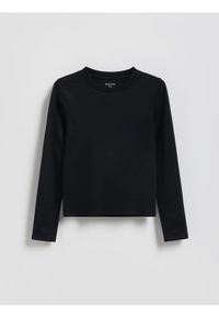 Reserved - Gładka koszulka - czarny. Kolor: czarny. Materiał: bawełna. Wzór: gładki