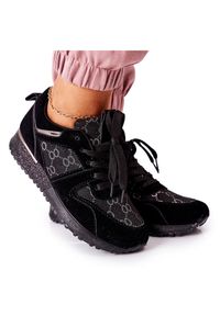 NEWS Sportowe Buty Sneakersy Czarne Aruba. Kolor: czarny. Materiał: zamsz. Obcas: na platformie #5