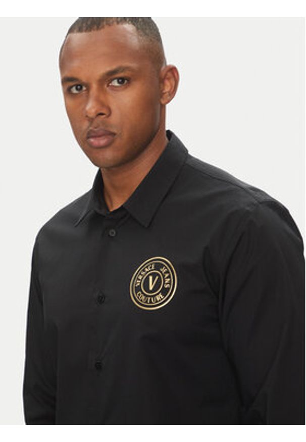 Versace Jeans Couture Koszula 78GALYS1 Czarny Slim Fit. Kolor: czarny. Materiał: bawełna