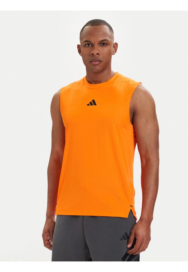 Adidas - adidas Koszulka techniczna D4T PrimeLift 3 Stripes KD0374 Pomarańczowy Slim Fit. Kolor: pomarańczowy. Materiał: syntetyk