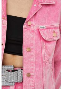 Wrangler kurtka jeansowa damska kolor różowy przejściowa oversize. Kolor: różowy. Materiał: jeans #7