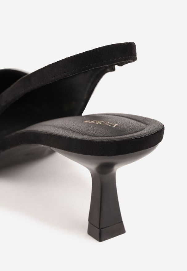 Renee - Czarne Czółenka Slingback VICES na Kaczuszce Anatera. Okazja: na co dzień. Zapięcie: bez zapięcia. Kolor: czarny. Materiał: jeans, zamsz. Obcas: na szpilce. Styl: elegancki, casual. Wysokość obcasa: średni