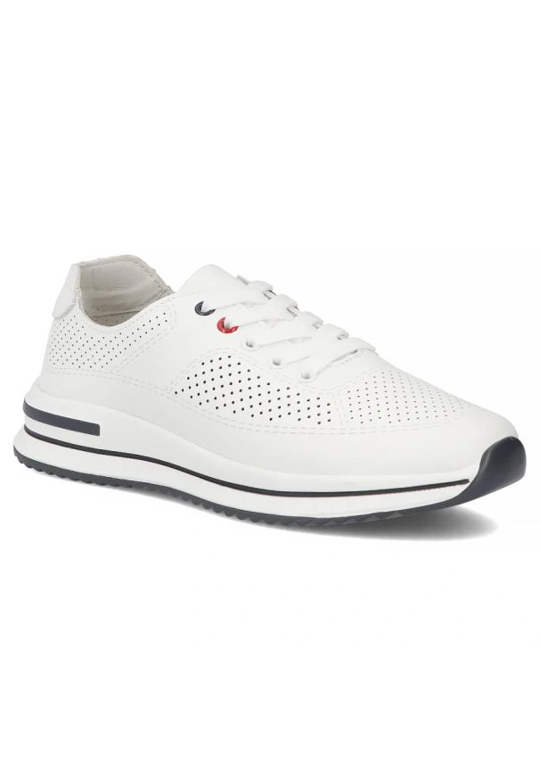 Skórzane półbuty damskie ażurowe białe Filippo DP7608/26 WH. Kolor: biały. Materiał: skóra. Wzór: ażurowy