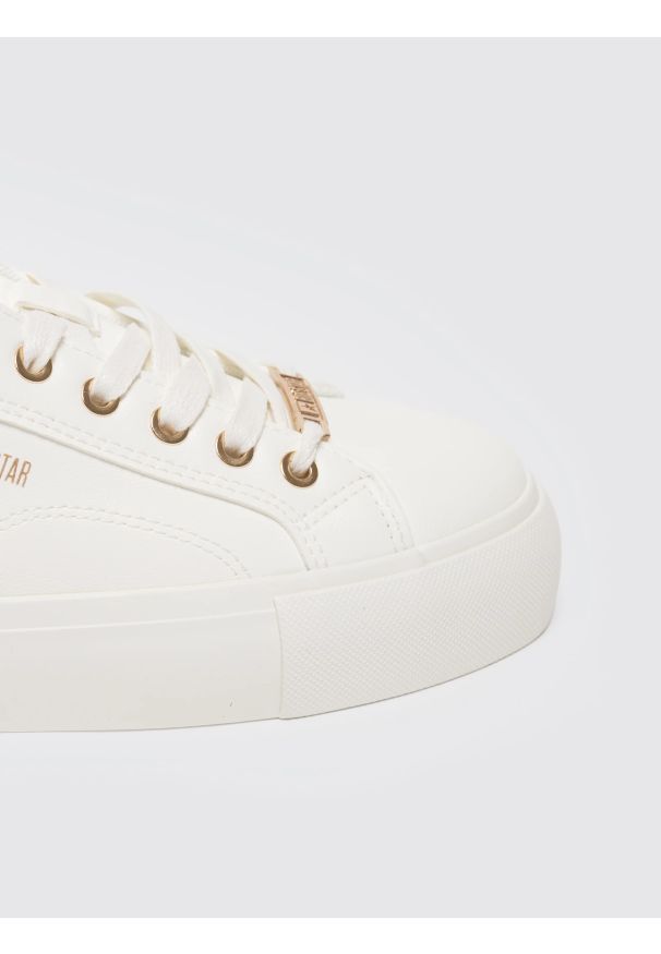 Big-Star - Sneakersy damskie ze skóry ekologicznej białe NN274A851 101. Kolor: biały. Materiał: skóra ekologiczna