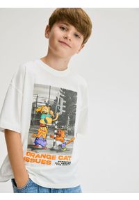 Reserved - T-shirt z nadrukiem - złamana biel. Materiał: bawełna, dzianina. Wzór: nadruk #1