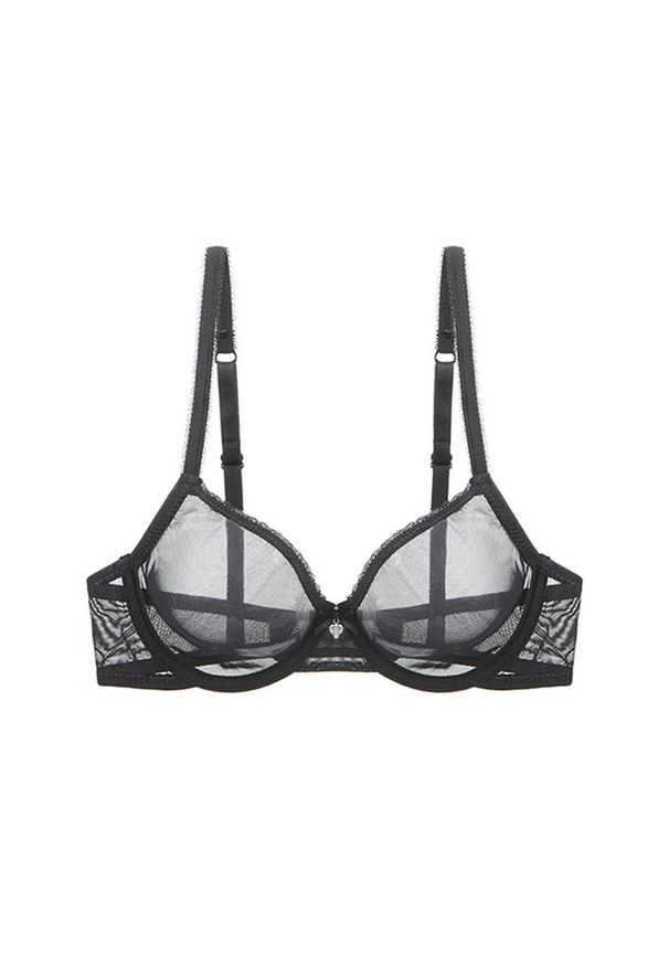 Intica - Biustonosz z siateczki z delikatnymi detalami Gunhilde. Kolor: czarny. Materiał: materiał