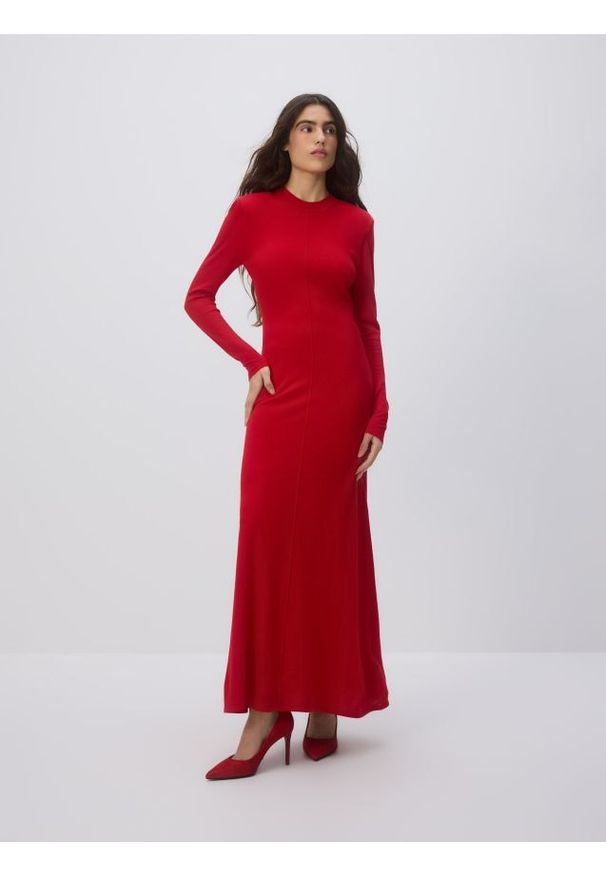 Reserved - Wełniana sukienka - czerwony. Kolor: czerwony. Materiał: wełna