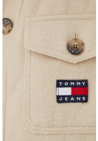 Tommy Jeans kurtka z domieszką wełny kolor beżowy przejściowa. Kolor: beżowy. Materiał: wełna