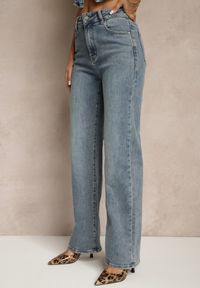 Renee - Niebieskie Jeansy High Waist z Szeroką Nogawką Uliswena. Okazja: na co dzień. Stan: podwyższony. Kolor: niebieski. Styl: casual, elegancki #4
