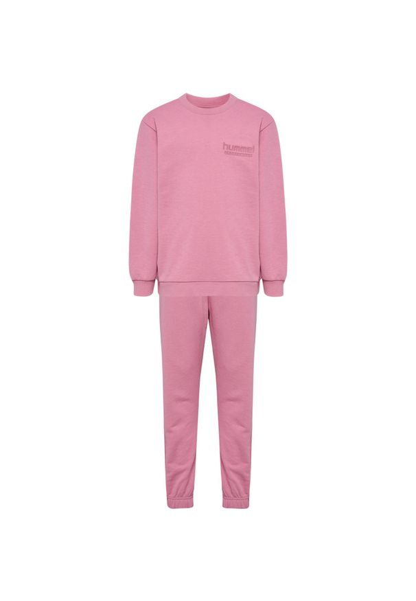 Dziecięcy dres Hummel Base. Okazja: na uczelnię. Kolor: różowy. Materiał: dresówka. Wzór: nadruk. Styl: sportowy