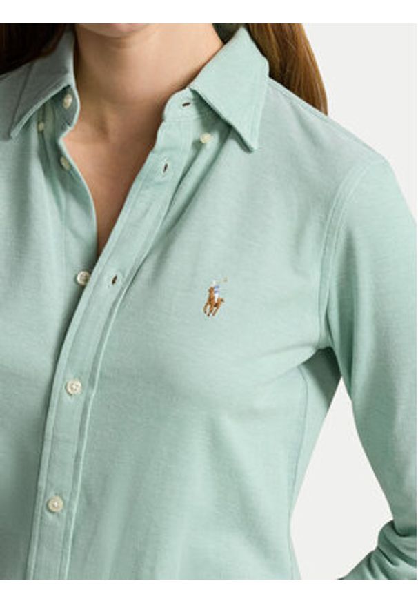 Polo Ralph Lauren Koszula 211924258009 Zielony Slim Fit. Typ kołnierza: polo. Kolor: zielony. Materiał: bawełna