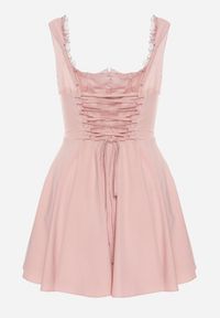 Born2be - Różowa Rozkloszowana Sukienka Vices w Rustykalnym Stylu z Wiązaniem Gorsetowym Foliora. Okazja: na co dzień. Typ kołnierza: dekolt gorset. Kolor: różowy. Długość rękawa: na ramiączkach. Typ sukienki: gorsetowe. Styl: elegancki, casual, klasyczny #7