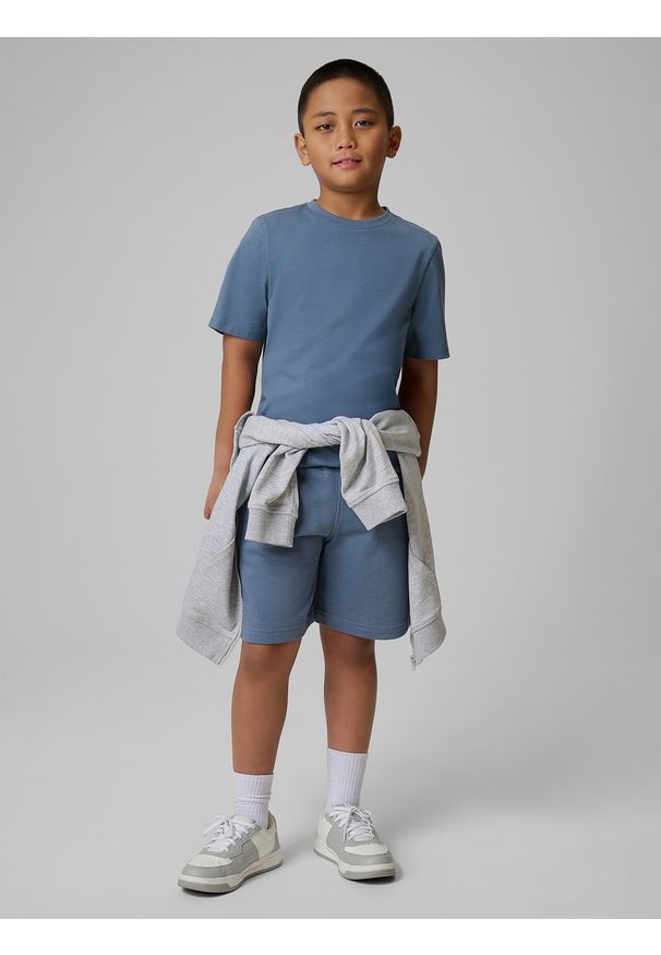 4f - 4F Spodenki dresowe chłopięce - niebieskie 164 (13-14 lat). Okazja: na spacer. Kolor: niebieski. Materiał: dresówka. Sezon: lato
