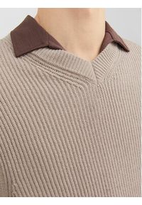 Jack & Jones - Jack&Jones Sweter Rib 12241167 Beżowy Regular Fit. Kolor: beżowy. Materiał: syntetyk #6