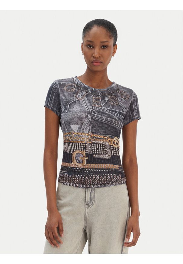 Guess T-Shirt W6RI05 KCCG0 Czarny Classic Fit. Kolor: czarny. Materiał: syntetyk