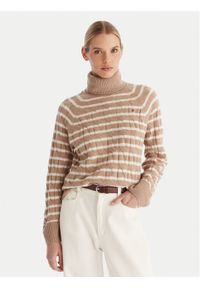 TOMMY HILFIGER - Tommy Hilfiger Golf WW0WW46791 Beżowy Regular Fit. Typ kołnierza: golf. Kolor: beżowy. Materiał: wełna #1