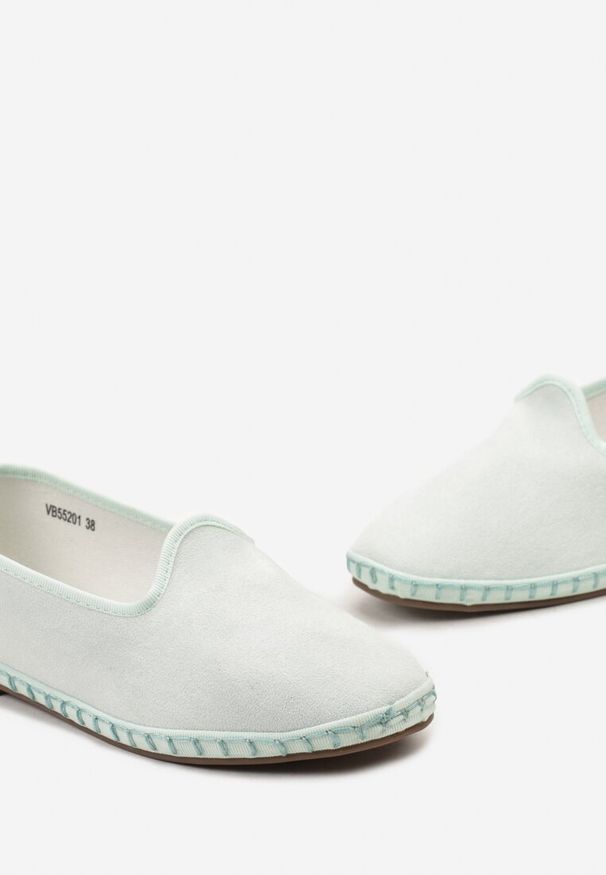 Born2be - Zielone Balerinki z Ekozamszu z Okrągłym Noskiem Prexia. Okazja: na co dzień, na spacer. Nosek buta: okrągły. Kolor: zielony. Styl: casual