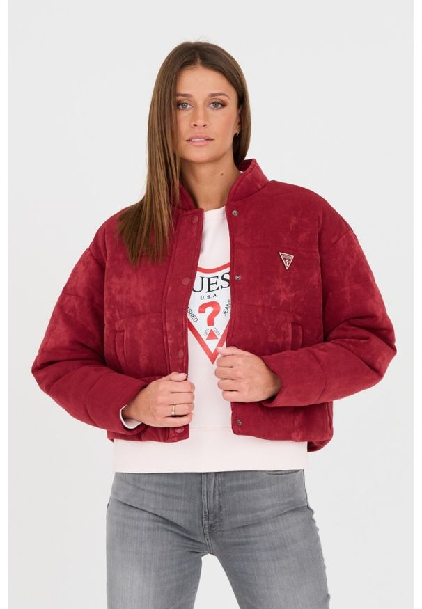 Guess - GUESS Bordowa damska kurtka, Rozmiar L. Kolor: czerwony. Długość: krótkie