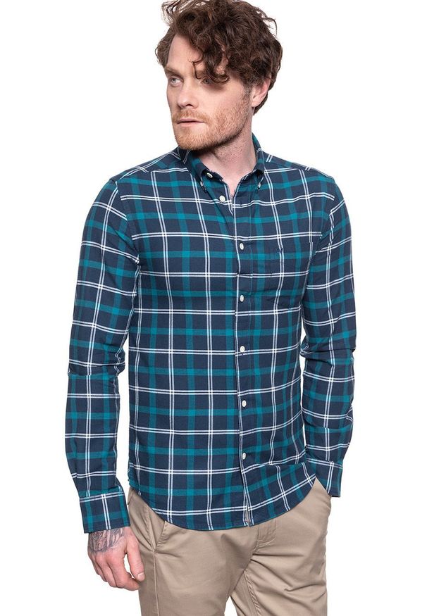 Wrangler - KOSZULA MĘSKA W KRATĘ WRANGLER LS 1PKT BDOWN SHIRT BLUE DEPTHS W5F3BMXJY 112130133