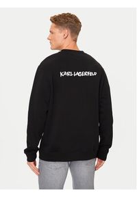 Karl Lagerfeld - KARL LAGERFELD Bluza 705445 544908 Czarny Regular Fit. Typ kołnierza: dekolt w karo. Kolor: czarny. Materiał: bawełna