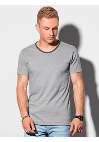 Ombre Clothing - T-shirt męski bawełniany S1385 - szary - XXL. Kolor: szary. Materiał: bawełna. Styl: klasyczny