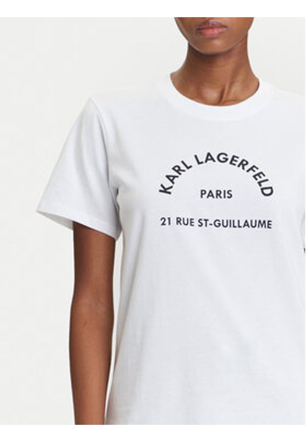 Karl Lagerfeld - KARL LAGERFELD T-Shirt A3W17105 Biały Regular Fit. Typ kołnierza: dekolt w karo. Kolor: biały. Materiał: bawełna