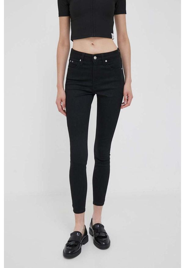 Calvin Klein Jeans jeansy damskie kolor czarny. Kolor: czarny