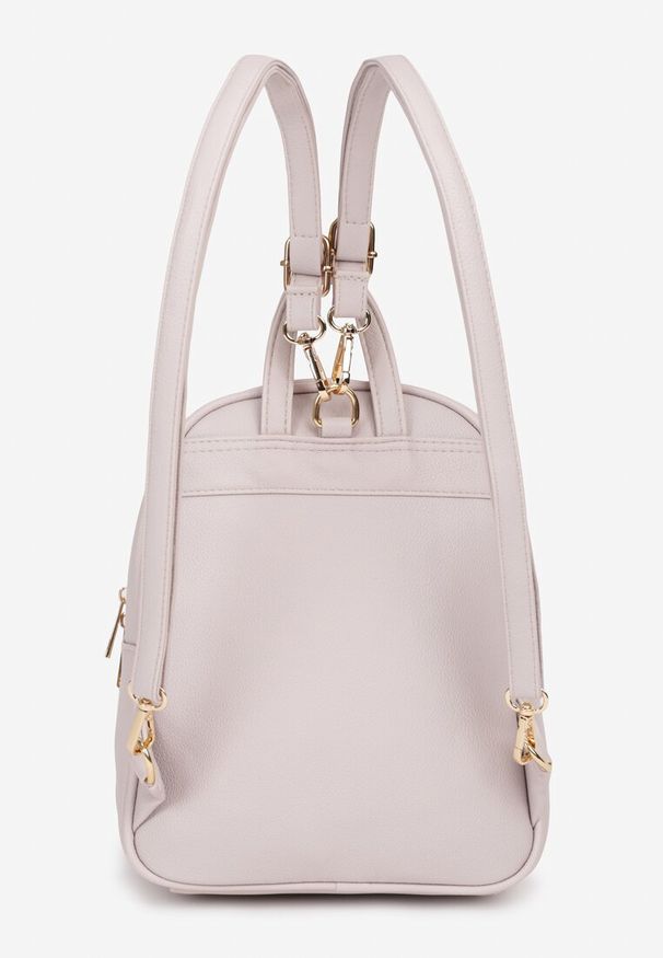 Born2be - Szary Plecak z Ozdobnym Suwakiem na Cienkich Regulowanych Ramiączkach Jalatia. Kolor: szary. Styl: casual, elegancki, wizytowy