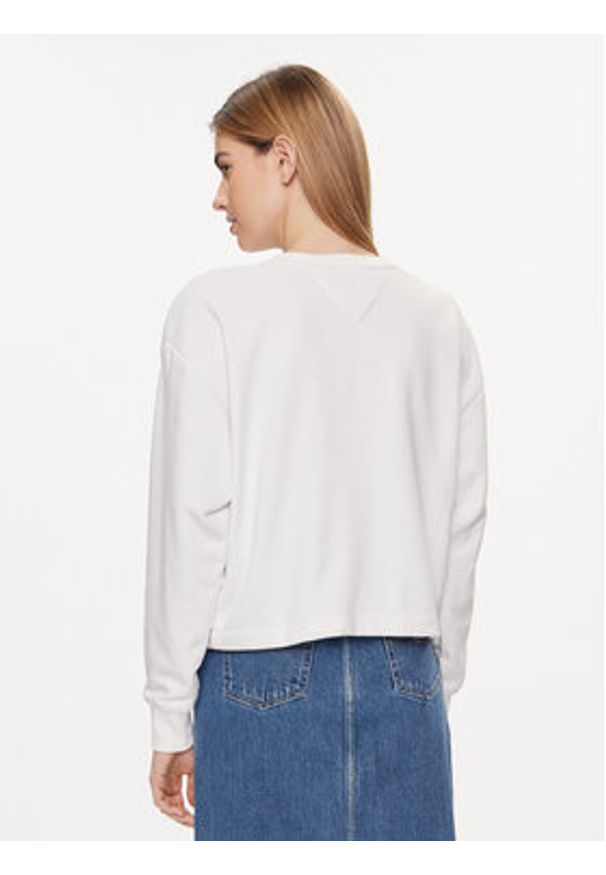 Tommy Jeans Bluza Essential Logo DW0DW18143 Biały Regular Fit. Kolor: biały. Materiał: bawełna